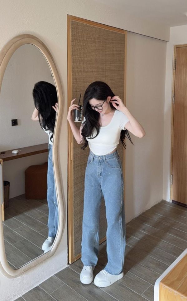 本期加開 ⋆ 低調細閃鑽鑽牛仔寬褲 