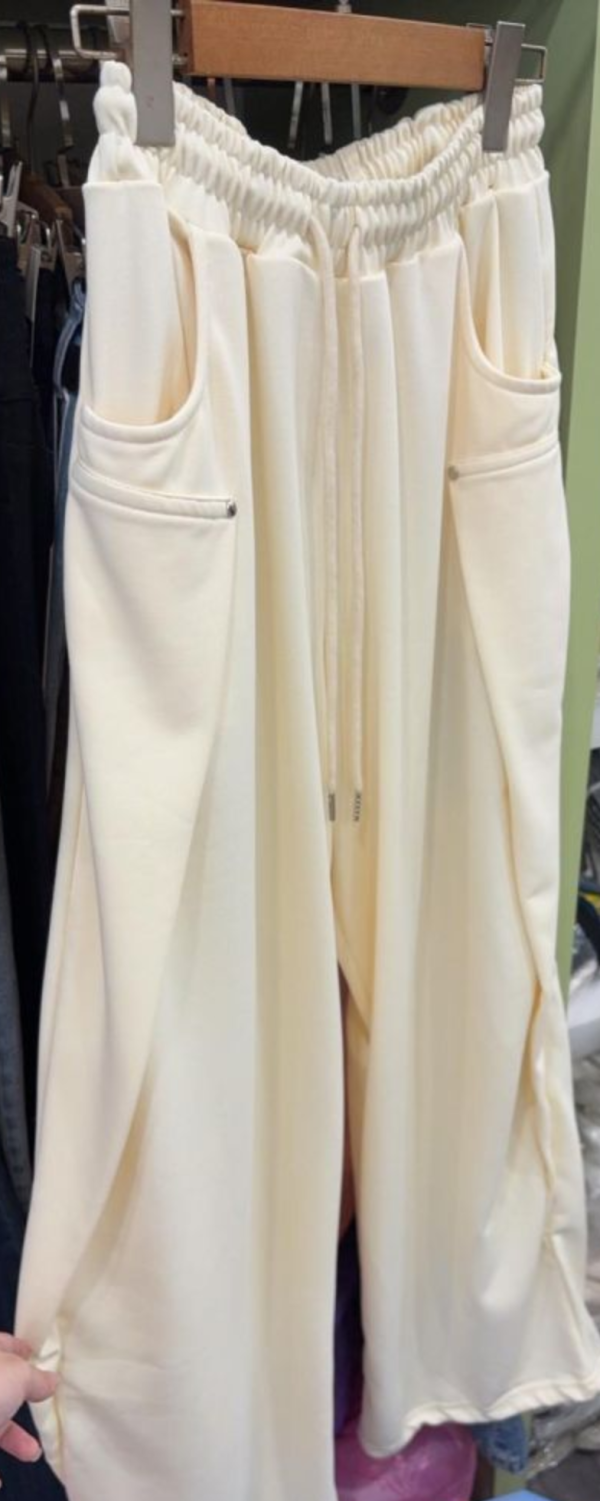 線條感彎刀棉褲 