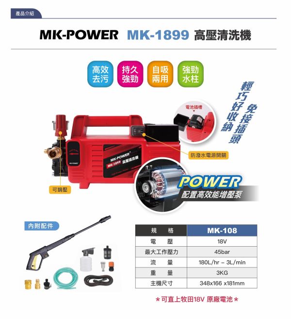 MK-1899 高壓清洗機-單機 MK-1899 高壓清洗機-單機 MK-POWER