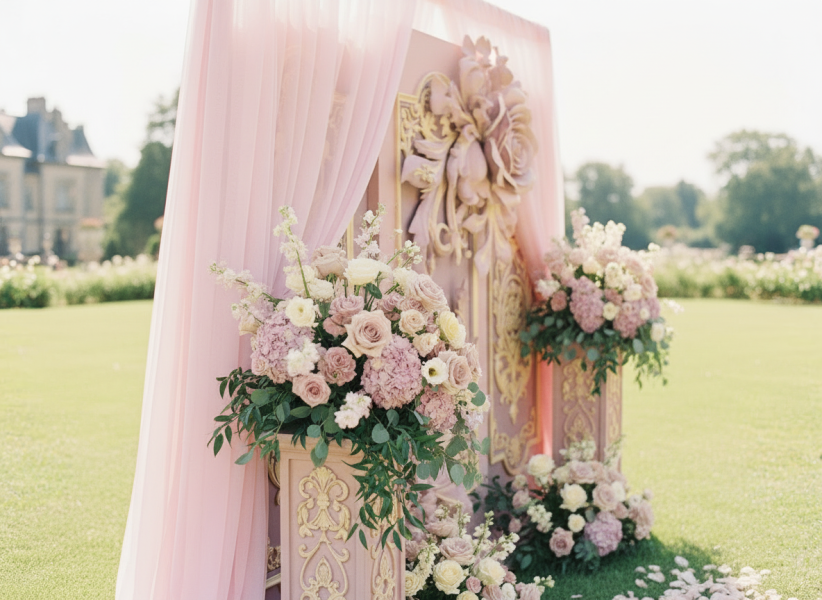 我想租借｜婚禮拍照背板（粉色玫瑰） 