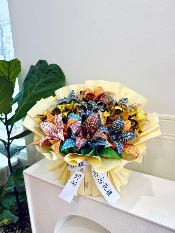 清明祭祖特惠款｜永思花Ｓ號 慎終追遠, 永懷祖德, 永思花S款, 永思花特惠, 清明祭祖, 追思供品, 中元普渡, 對年合爐, 告別式祭拜, 可焚化紙花, 三禾文創