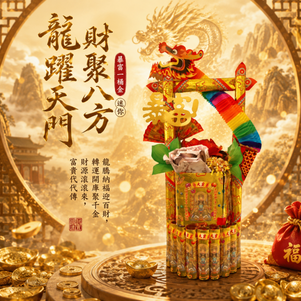 一桶金教學專區 龍轉花籃,一桶金DIY,龍轉花籃材料包,招財一桶金,聚寶桶,補財庫,花籃,敬神用品,祝壽供品,祈福商品,手作材料包,開運招財,財源滾滾,聚財擺飾,創意祭祀用品,三禾文創,好神花