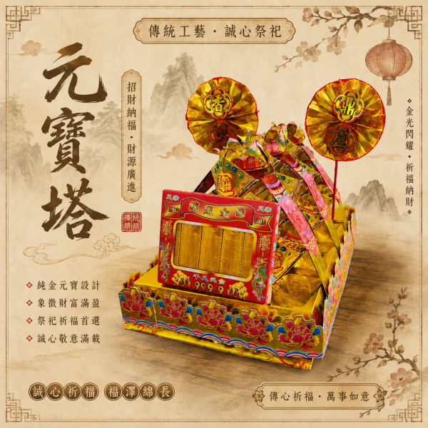 元寶塔教學專區 元寶塔,元寶塔DIY,元寶塔材料包,招財元寶塔,祈福元寶塔,祝壽元寶塔,金紙手作,祭祀用品,拜拜供品,敬神用品,補財庫用品,招財開運,神明祝壽,三禾文創,好神花,祈福商品