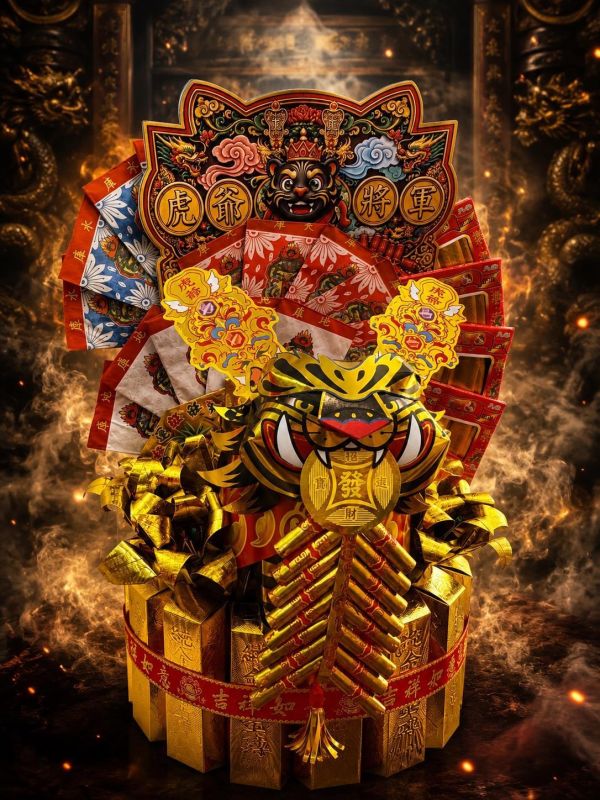虎爺將軍 DIY 材料包 祭祀用品,祈福商品,紙藝DIY,手作材料包,虎爺將軍供品,開運招財,傳統信仰文化,三禾文創,好神花