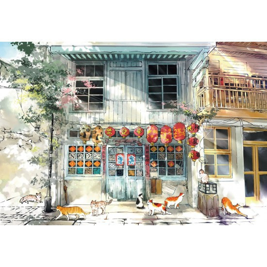 品圖藝術 聚眾吸貓-台南古厝-神農街 小108片拼圖 