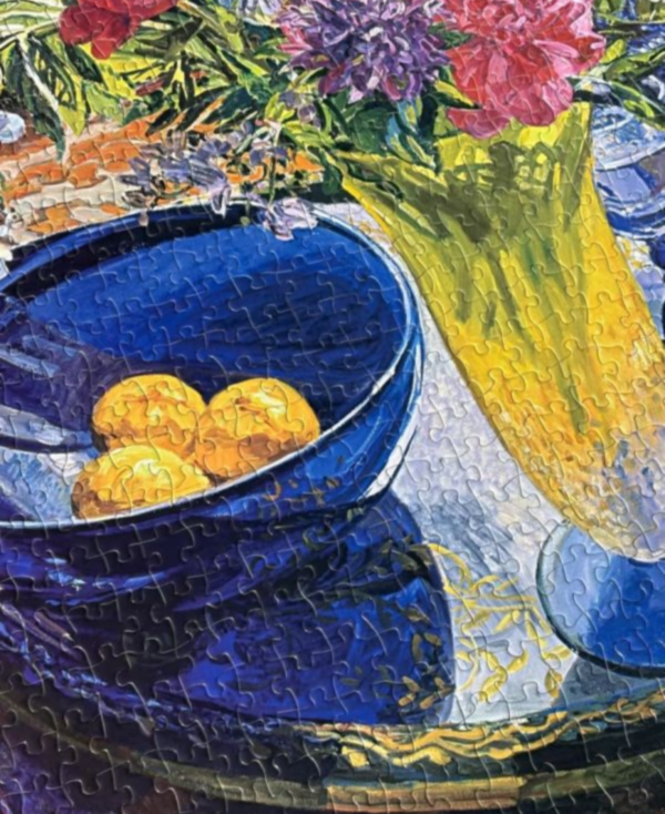 Ber拼圖工坊 Peonies blue glass bowl（分四包） 1000片 