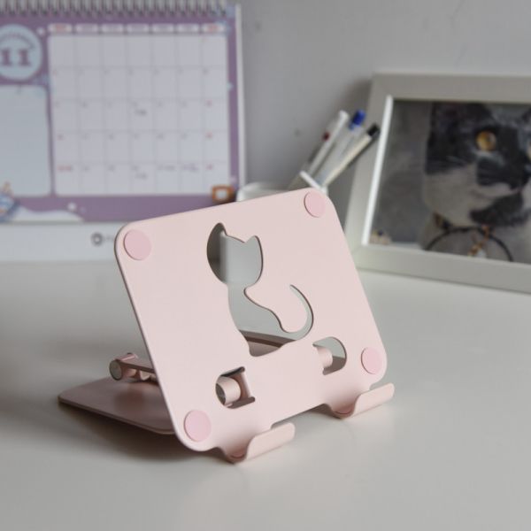 【解放雙手享受生活】貓咪款旋轉折疊平板手機支架 