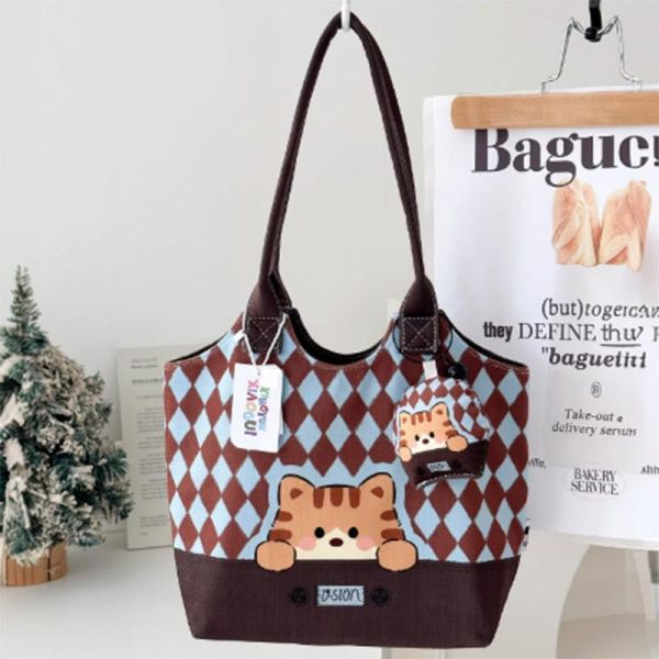 【大容量高CP值】高顏值可愛貓貓通勤托特包 附帶掛件 