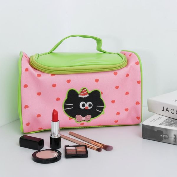【多巴胺色系爆款】萌趣黑貓撞色化妝包 