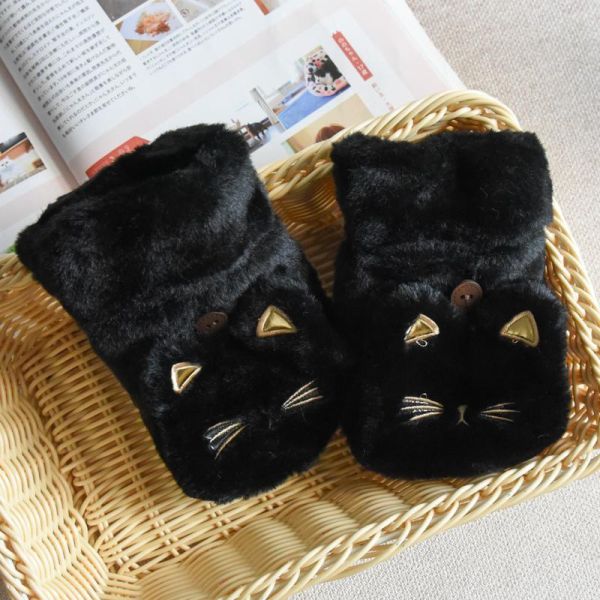 【貓系暖絨】軟絨貓加厚翻蓋手套 