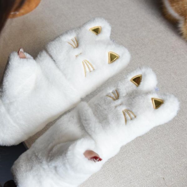 【貓系暖絨】軟絨貓加厚翻蓋手套 