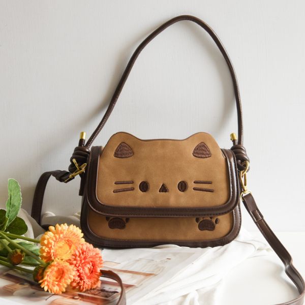 【美拉德風】質感復古貓方包*附贈帆布袋* 