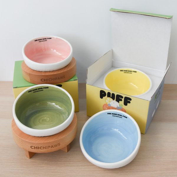 【主子用餐儀式感】奶油泡芙寵物陶瓷碗 寵物碗*顏色隨機* 