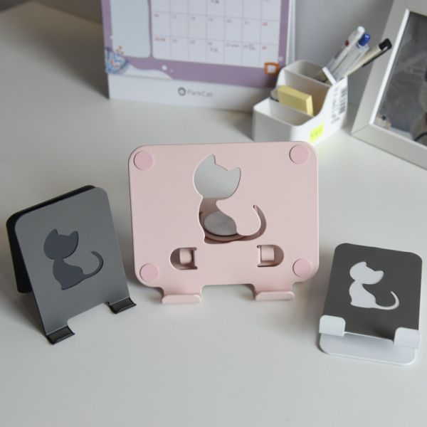 【解放雙手享受生活】貓咪款旋轉折疊平板手機支架 