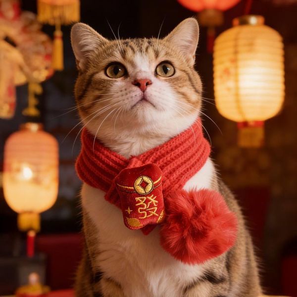 【主子的過年儀式感】寵物新年針織圍巾 