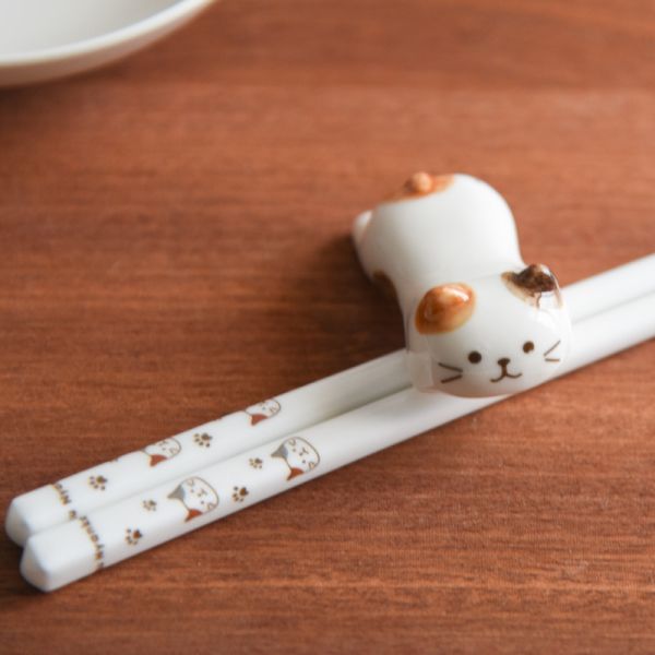 【餐餐都要儀式感】日式陶瓷貓咪環保筷架組 