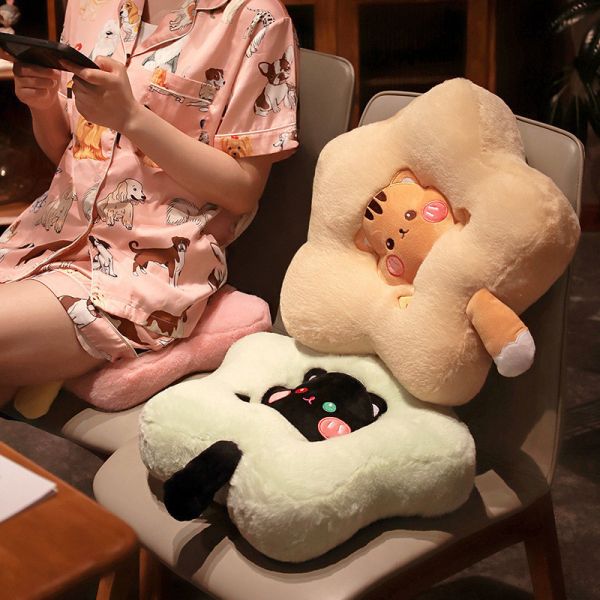 【一枕多用】可愛五角星貓坐墊 抱枕 靠墊 