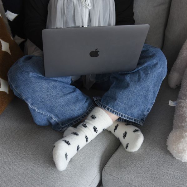 【小黑貓來暖腳】小黑貓加厚保暖長襪 五雙一組 