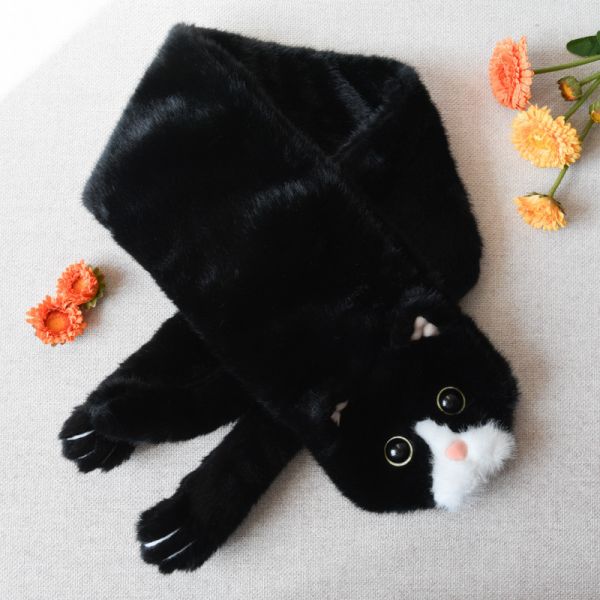 【就要黏著你】小黑貓毛絨圍巾圍脖 