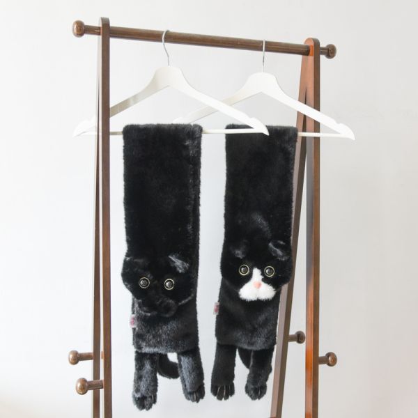 【就要黏著你】小黑貓毛絨圍巾圍脖 