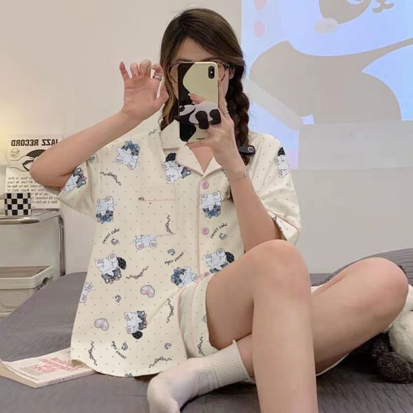 【小貓陪你一起宅】喵系短袖家居服套裝 共兩款 