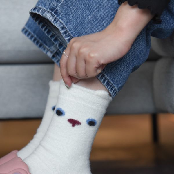 【小黑貓來暖腳】小黑貓加厚保暖長襪 五雙一組 