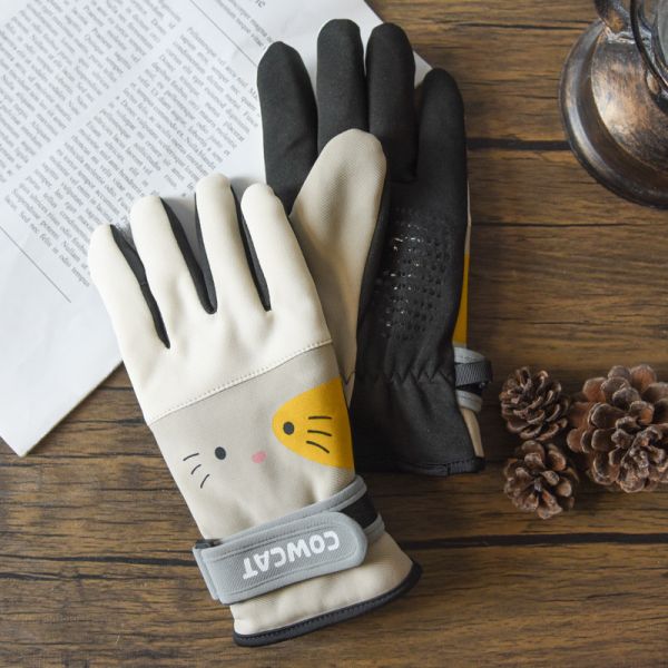【貓奴保暖必備】可愛小貓加絨保暖防風手套 共兩款 