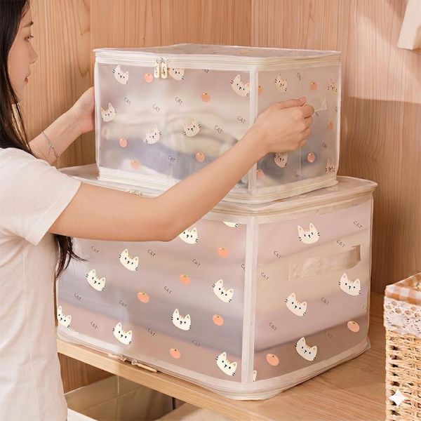 【收納小幫手】貓貓印花可折疊收納箱 