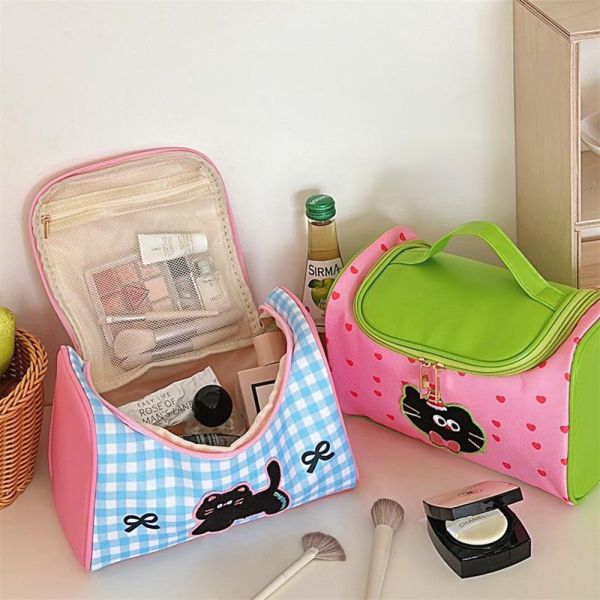 【多巴胺色系爆款】萌趣黑貓撞色化妝包 