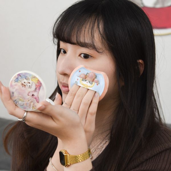 【打造無暇妝容】毛線貓貓粉撲4入組(送收納盒) 