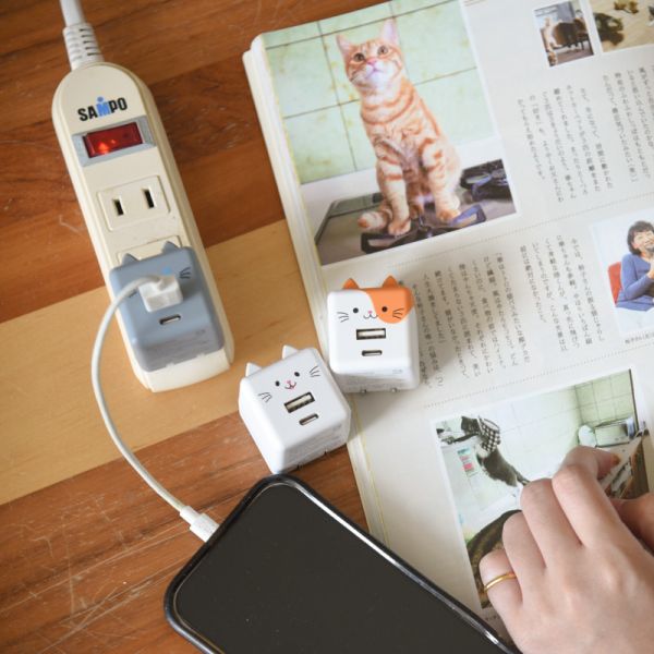 【給你喵電發力】日本限量 喵喵雙插頭充電頭 