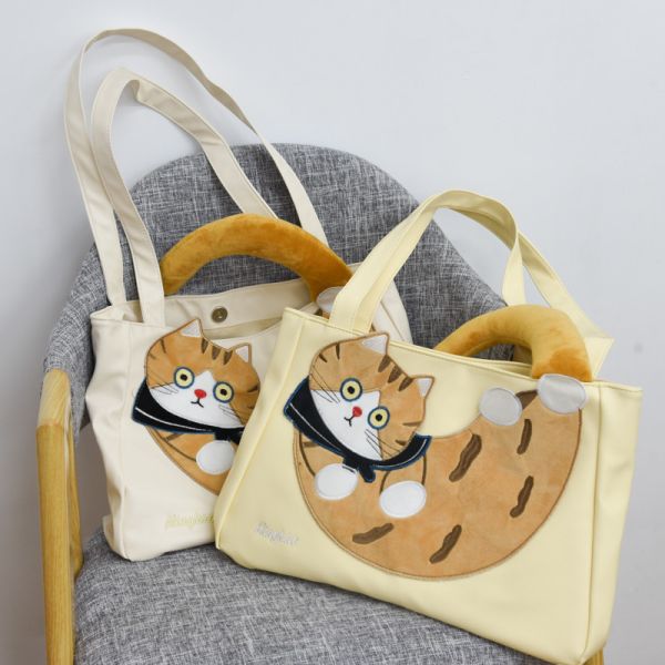 【柔軟又有型】慵懶橘貓大容量單肩包 