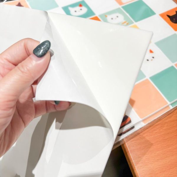 【讓廚房變成貓樂園】彩色貓咪防油3D水晶膠磁磚貼 四片裝 