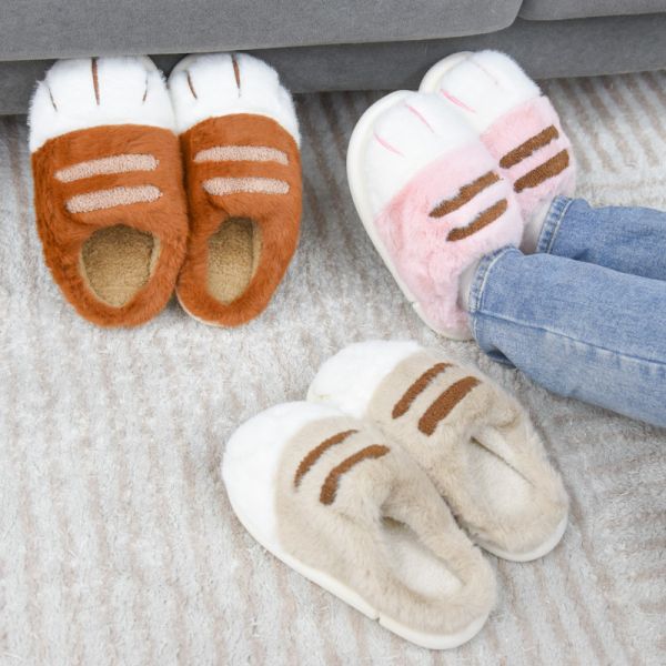 【軟糯糯腳感】毛絨貓掌保暖居家拖鞋 