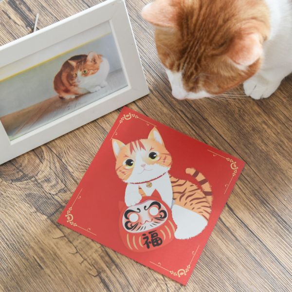 *限量30組售完不補【好運帶回家】貓樂園獨家設計貓貓達摩磁性春聯 