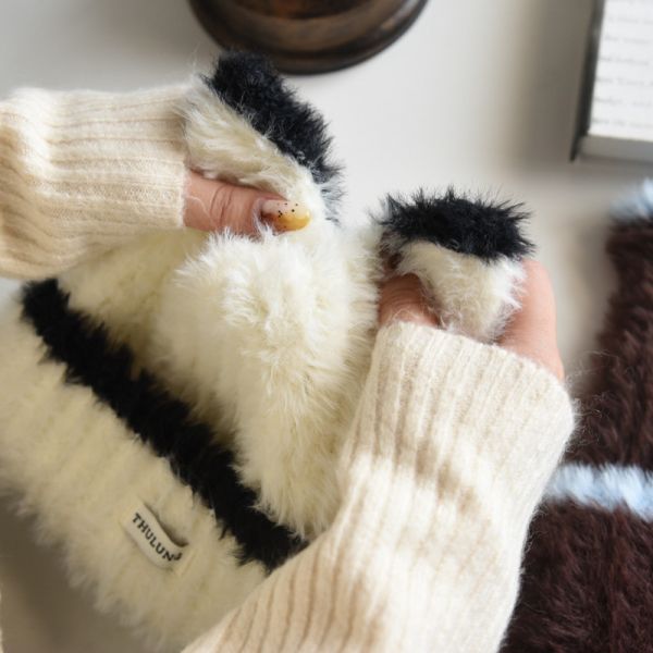 【貓系女孩必備】毛絨貓耳撞色毛帽 