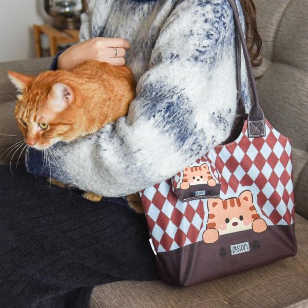 【大容量高CP值】高顏值可愛貓貓通勤托特包 附帶掛件 