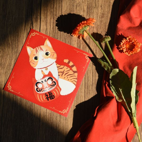 *限量30組售完不補【好運帶回家】貓樂園獨家設計貓貓達摩磁性春聯 