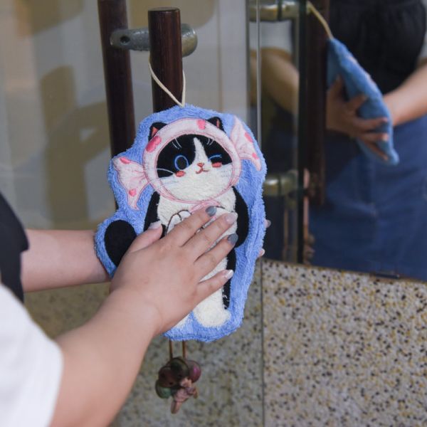 【一物多用】黑白貓加厚珊瑚絨擦手巾 