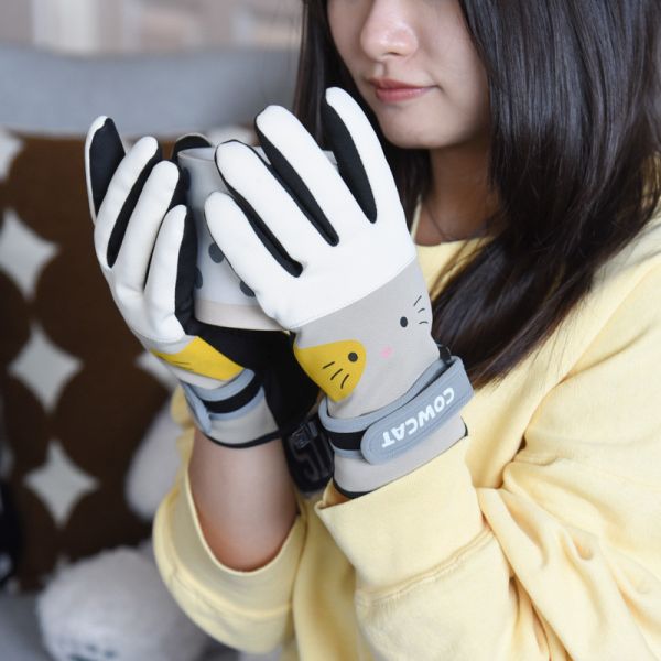 【貓奴保暖必備】可愛小貓加絨保暖防風手套 共兩款 