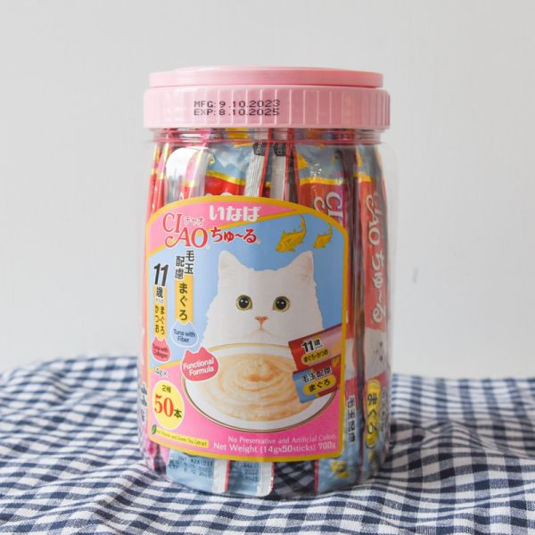 【活動贈品】CIAO啾嚕貓肉泥桶 50入 