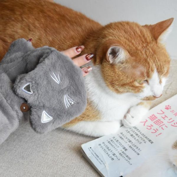 【貓系暖絨】軟絨貓加厚翻蓋手套 