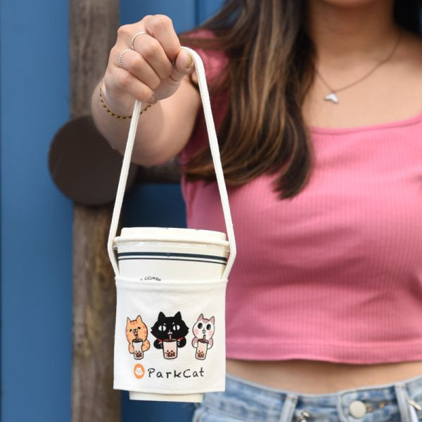 【愛喝珍奶的三隻貓】parkcat貓樂園品牌飲料 杯套 