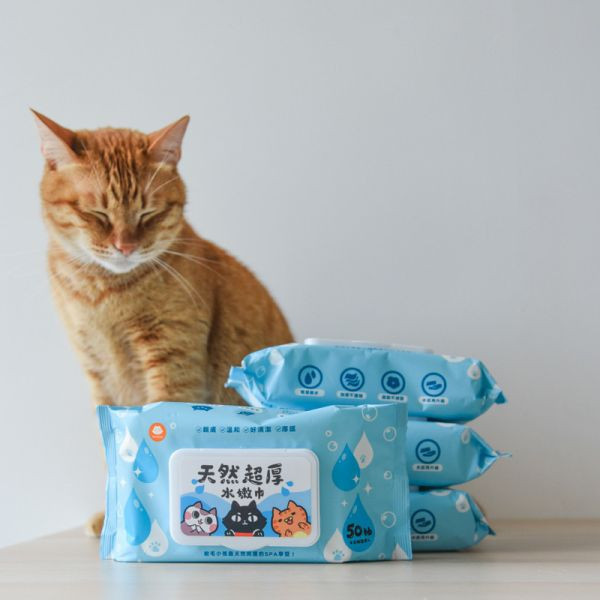 【活動贈品】ParkCat 天然超厚水嫩巾-天然抑菌寵物 濕紙巾 -50入(犬貓通用) *贈送2包* 濕紙巾,寵物濕紙巾,擦紙巾,PH6.7,天然抑菌
