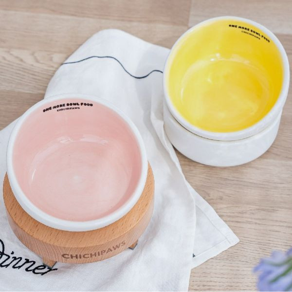 【主子用餐儀式感】奶油泡芙寵物陶瓷碗 寵物碗*顏色隨機* 