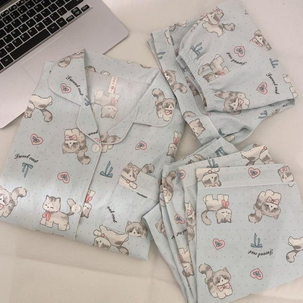 *售完不補【貓奴專屬居家服】雲朵貓居家睡衣三件套 共兩款 