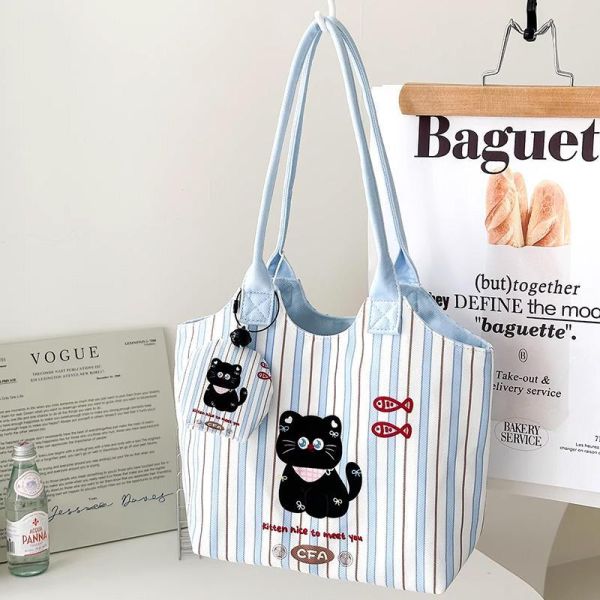 【大容量高CP值】高顏值可愛貓貓通勤托特包 附帶掛件 