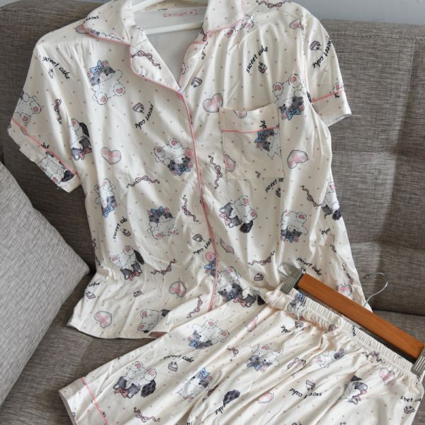 【小貓陪你一起宅】喵系短袖家居服套裝 共兩款 