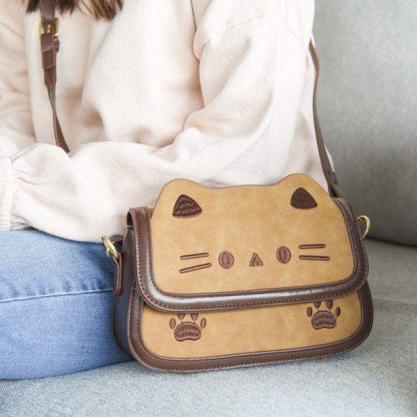 【美拉德風】質感復古貓方包*附贈帆布袋* 