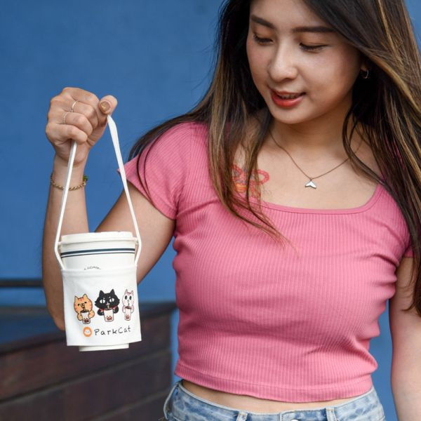 【愛喝珍奶的三隻貓】parkcat貓樂園品牌飲料 杯套 